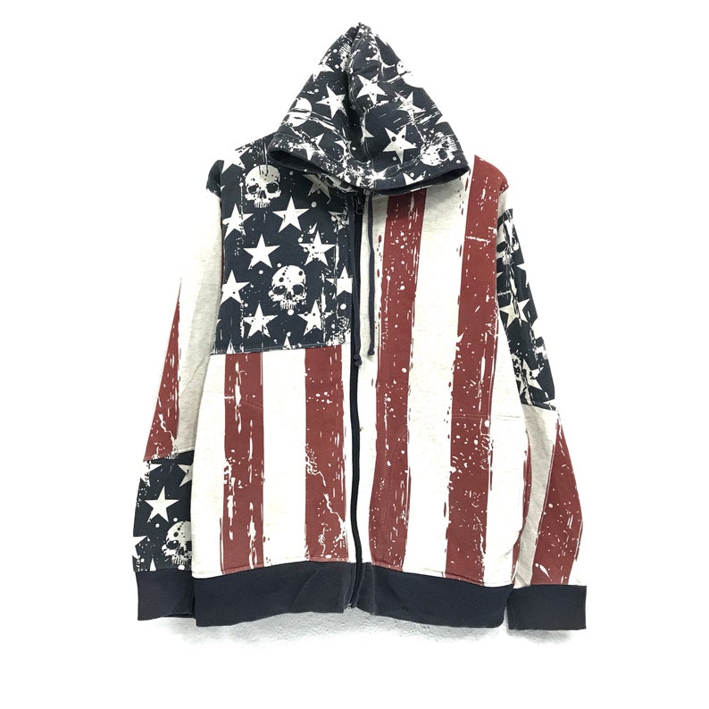 RARE Vintage USA Hoodie Sweatshirt Full Print USA Flag - Etsy