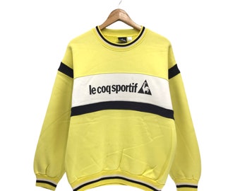 Yellow Retro Le coq Sportif Logo Flocked Vinyl Press on clothing football shirt 