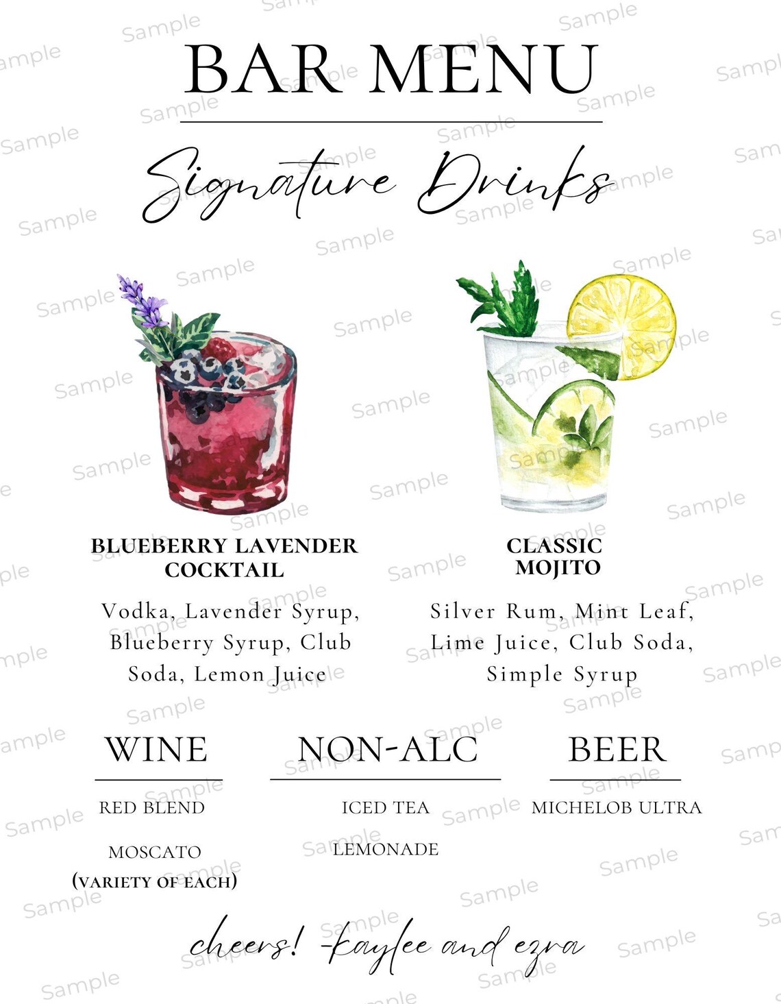 Wedding Signature Drink Menu - Digital Download Only (canva Edits) - Etsy
