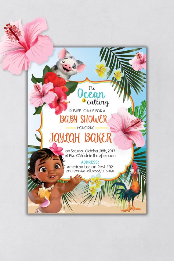 moana baby shower invitation