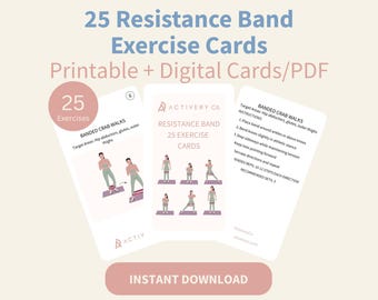 Tarjetas de ejercicios con bandas de resistencia: 25 ejercicios ilustrados (descarga digital)