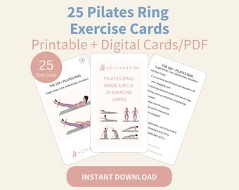 Pilates Ring Exercise Cards: 25 Illustrated Workouts (Digital Download)