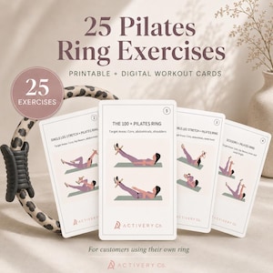 Schede di esercizi con l'anello Pilates: 25 allenamenti illustrati (download digitale)