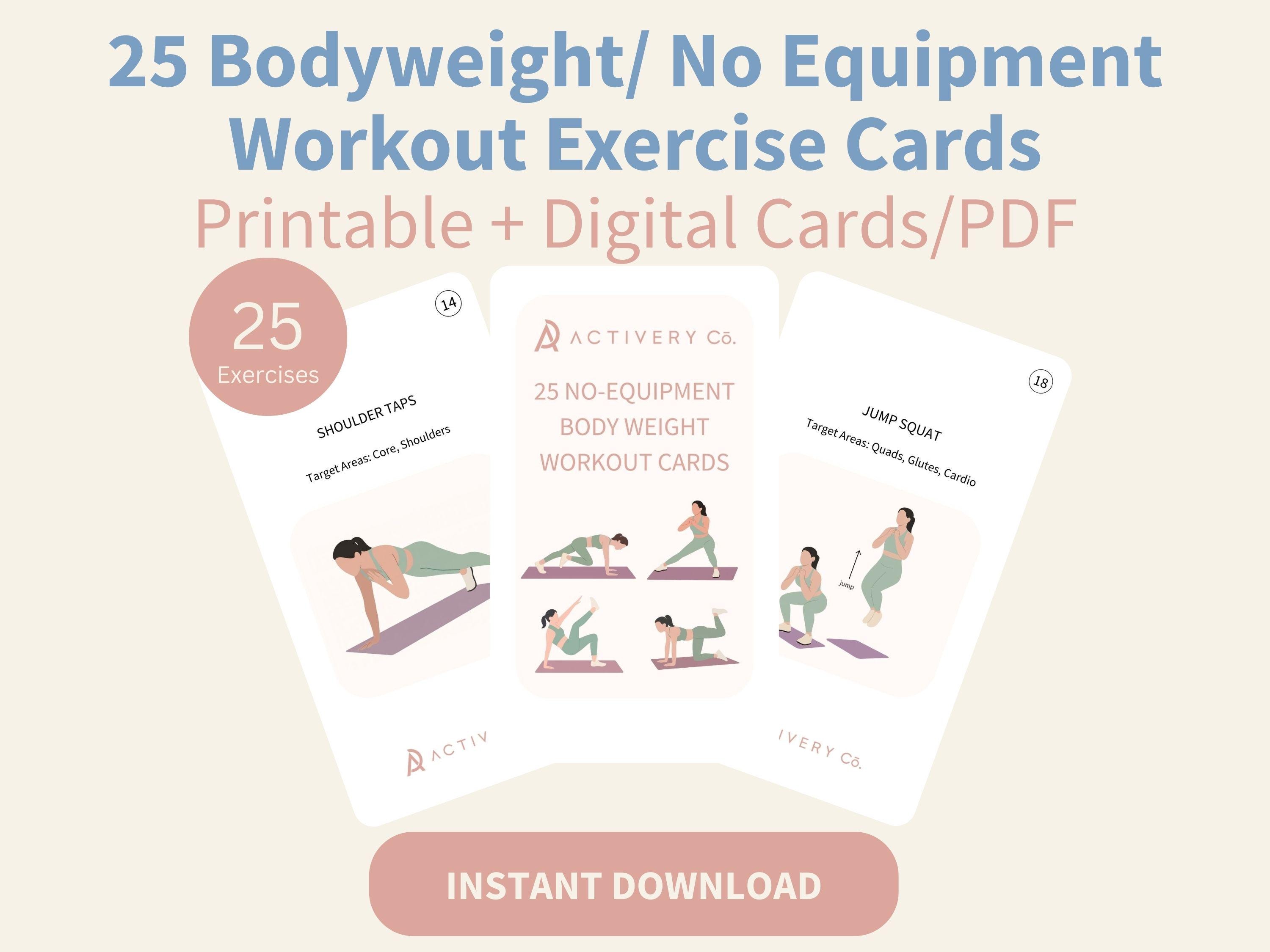 Workout Note Cards Motivational Wall Art Stack 52 Bodyweight Exercise Cards: Workout ...