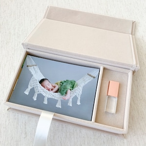 Velvet presentation and USB Box, Custom stamping print box 4x6, Monogrammed Image Box, Photography Presentation Box
