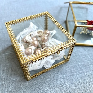 Personalized Glass Box, Engraved keepsake for Rosary, Baptism, Christening, Jewelry, Graduation Ring, First Holy Communion 3.75 x 3.5 x 2