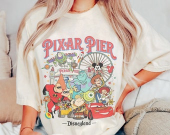 Vintage Pixar Pier Disneyland Shirt, Disneyland Pixar Fest 2024 Shirt, Meet me at Pixar Pier Disney Pixar Characters, Disneyland Trip Shirt