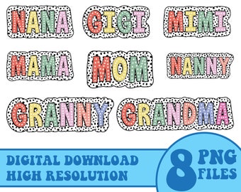 Mama Bright Doodle Dalmatian Dots Bundle Png, Mama Doodle Png, Mama Png Design Download, Mother's Day Png, Sublimation Design Download