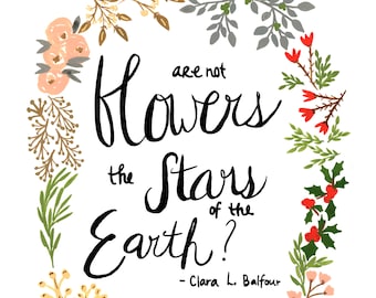 Wildflower Watercolor Art Print: Inspirational Quote, Nursery Decor