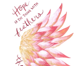 Emily Dickinson Poem Art Print: Hope is the Thing With Feathers