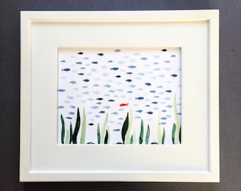 Blue Fish Art Print: Feminist Nursery Decor, Watercolor Giclee