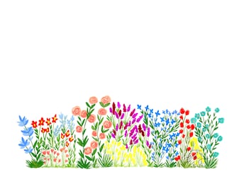 Wildflowers Watercolor Art Print: Colorful Floral Wall Decor; Floral Fine Art