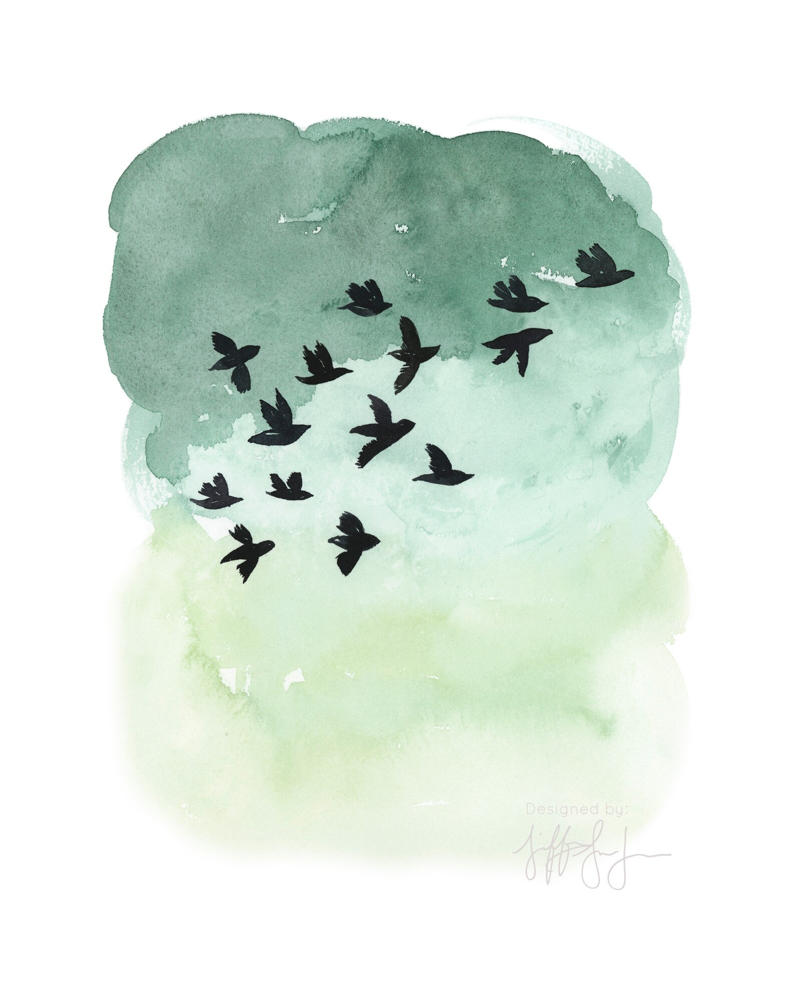Birds in Flight Wall Art Green Birds Print Sparrow Wall Art Etsy