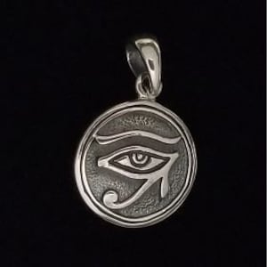 Sterling Silver Eye of Horus Disc Pendant