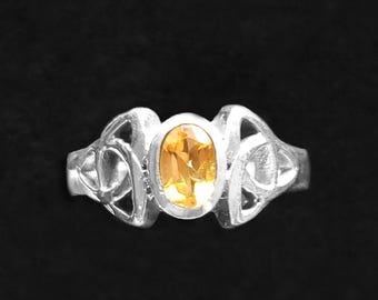 Sterling Silver Celtic with Citrine Ring