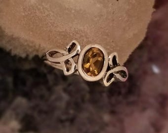Sterling Silver Celtic Knot  with Citrine Ring