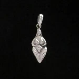 Sterling Silver Venus of Willendorf Pendant | Large Ancient Fertility Goddess Symbol with Hidden Bail