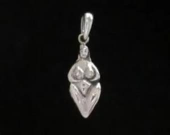 Colgante de plata de ley con la Venus de Willendorf / Símbolo de la antigua diosa de la fertilidad con argolla oculta