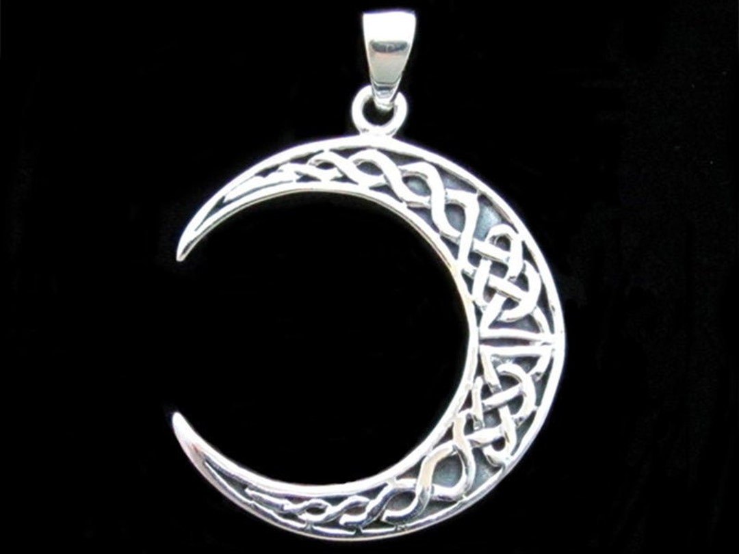 Sterling Silver Celtic Moon Pendant ||-- Fine Detail! - Etsy
