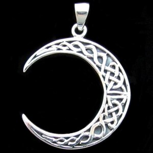 Sterling Silver Celtic Moon Pendant ||-- Fine Detail!