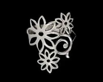 Sterling Silver Multi Flower Ring
