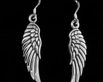 Sterling Silver Angel Wing-Large Dangle Earring