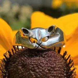 Sterling Silver Cat Face Ring