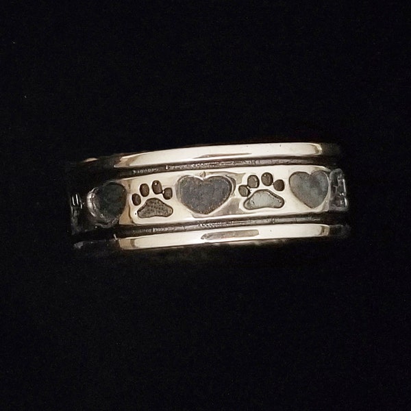 Sterling Silver Dog Ring, Sterling Silver Paw Ring, Sterling Silver Heart Ring