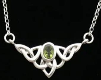 Sterling Silver Celtic Oval with Peridot Pendant
