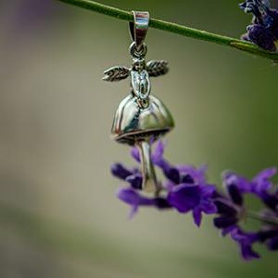 Sterling Silver Fairy on Mushroom Pendant - Etsy