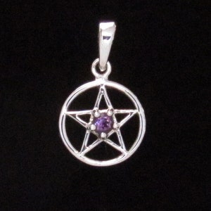 Kleine Sterling Silber Pentakel Anhänger mit Zacke Set Mittelstein Vorhanden mit: Granat Blautopas CZ Amethyst