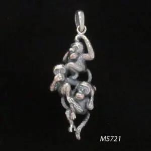 Colgante de plata de ley de los tres monos sabios