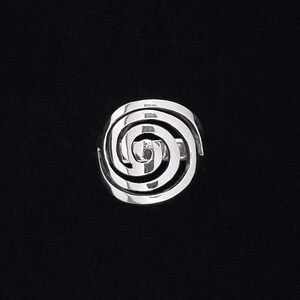 Sterling Silver Round Spiral Ring | Bold Statement Swirl, Life-Cycle Symbol