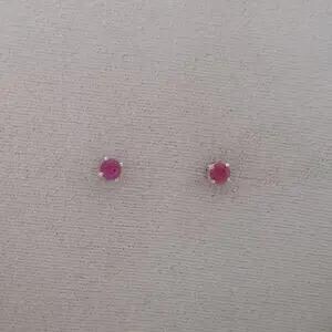 Sterling Silver 3mm Ruby Stud Earring