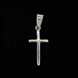 925 Sterling Silver Plain Cross,  Small sized Simple Cross.  Available With a Box Chain Sizes: 16", 18", 20".