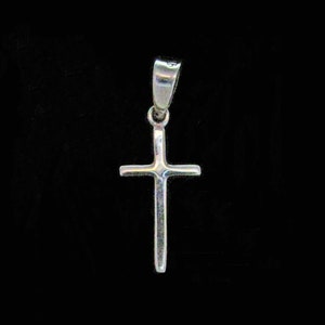 Sterling Silver || Plain Cross,  Small Sized Simple Cross.  Available With a Box 019 Chain Sizes: 14&quot;, 16&quot;, 18&quot;, 20&quot;, 22&quot;, or 24&quot;