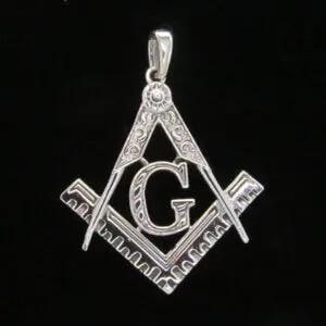 Sterling Silver Masonic Pendant, Large | Square-and-Compasses Emblem of Craft & Light