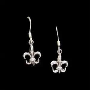 Sterling Silver Fleur-de-Lis Small Dangle Earrings - French Symbol of Grace, Faith, and Royal Heritage
