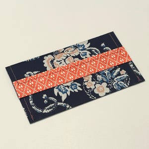 porte-cartes de visite origami japonais en papier washi : bleu marine
