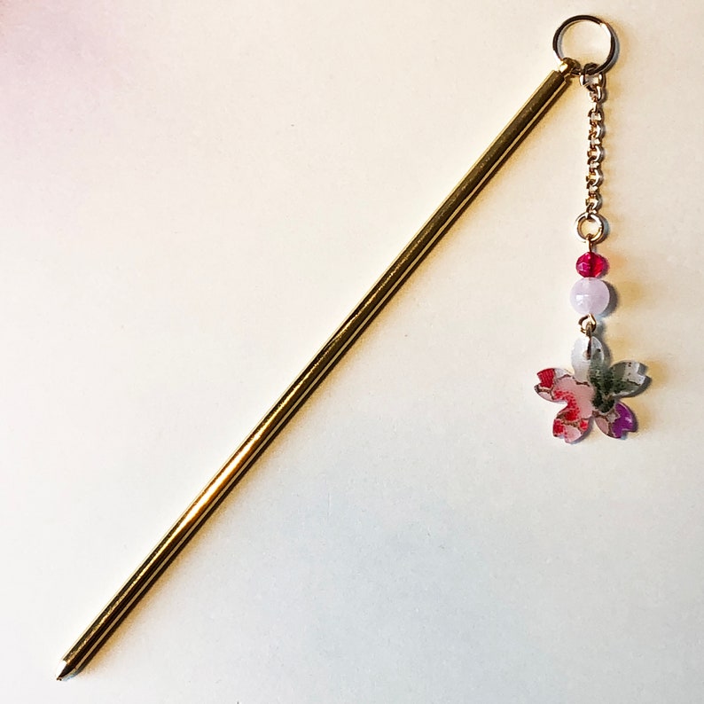 cherry blossom flower with beads utopia Japanese kawaii hair stick hairstick ornament kanzashi