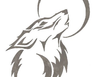 Howling wolf stencil | Etsy