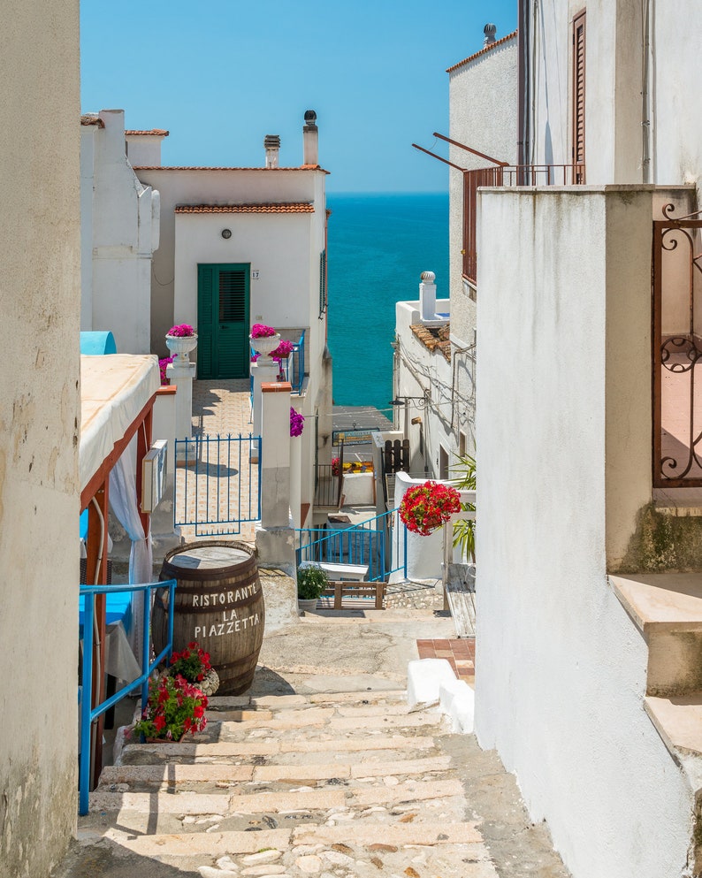 italian borgo Gargano Italy sea Puglia Photography Print Peschici oldtown village harbour mediterranean Apulia landscape Foggia