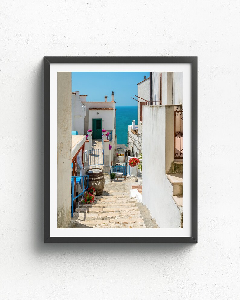italian borgo Gargano Italy sea Puglia Photography Print Peschici oldtown village harbour mediterranean Apulia landscape Foggia