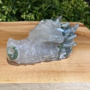 Moss agate dragon head