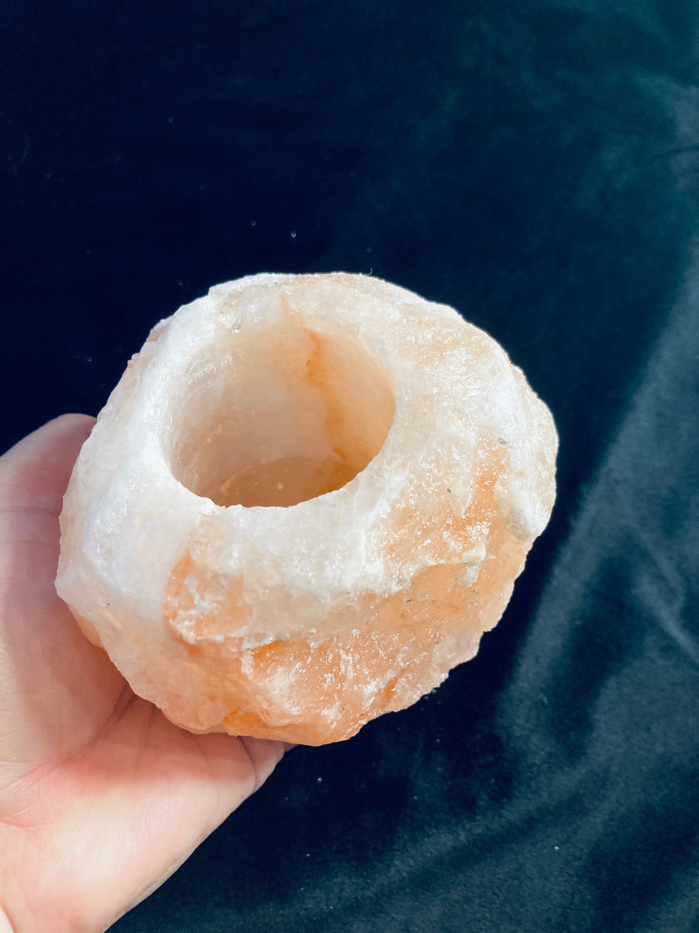 Pink Himalayan salt tea light holder Etsy