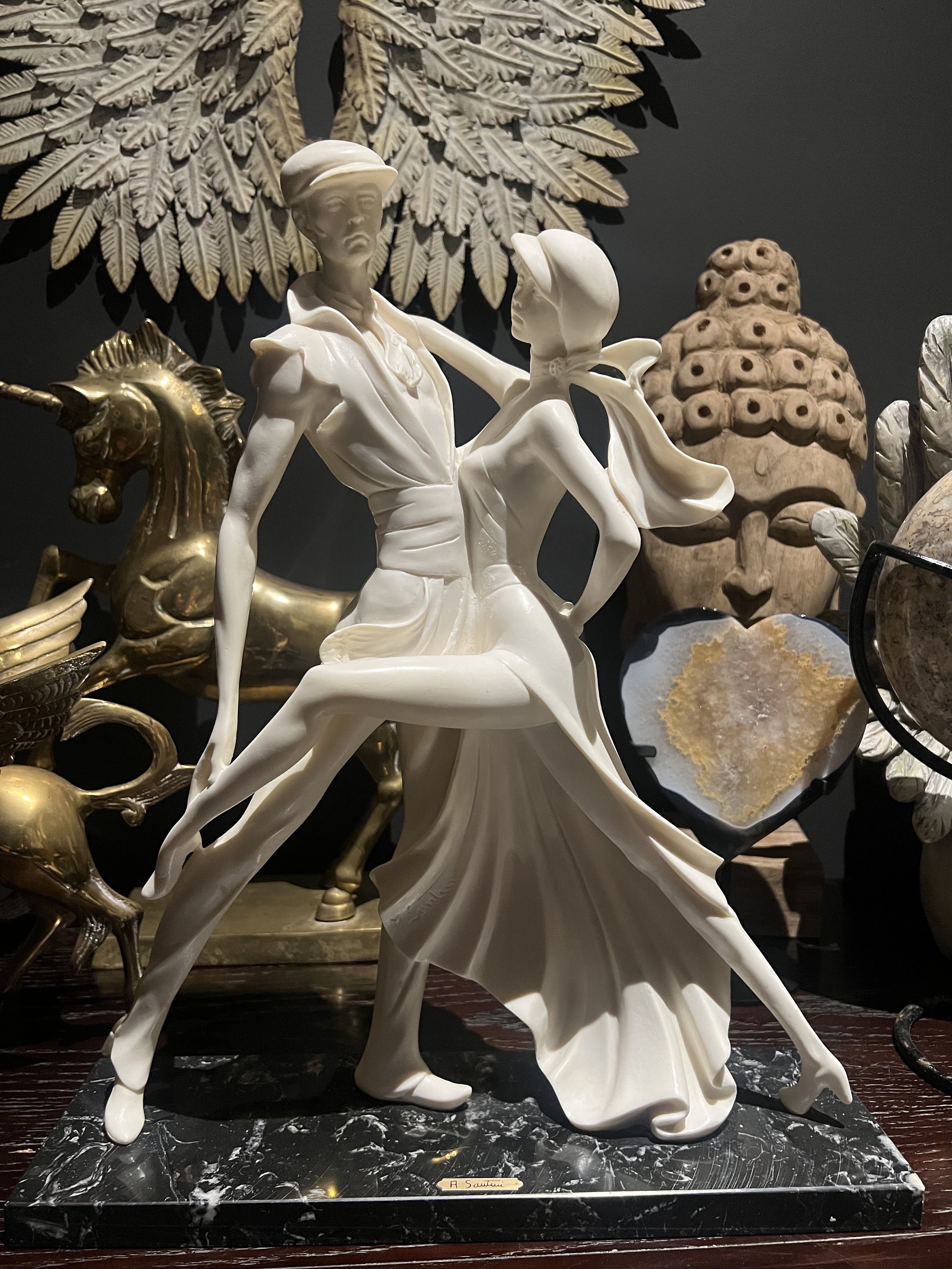 西洋彫刻 】 イタリア製 SCULPTOR A.SANTINI 作 ライオン像 大迫力と