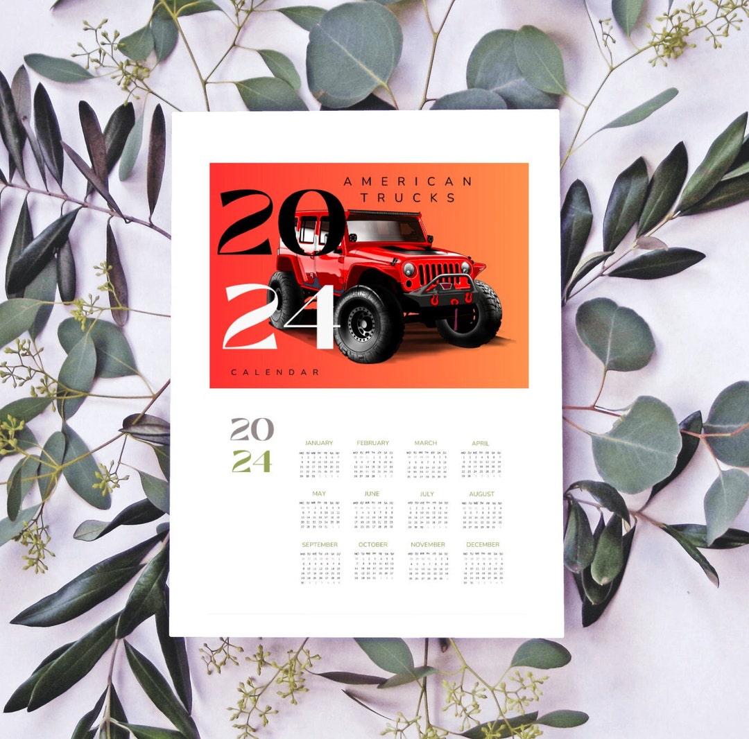 Printable 2024 Calendar American Suvs, SUV Calendar, 4x4 V8 Digital