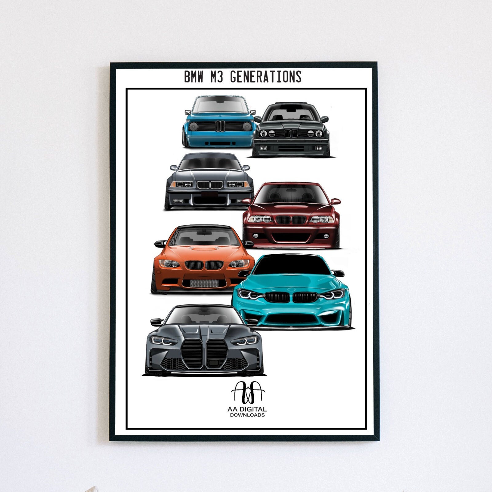 BMW M3 Poster Evolution Generations