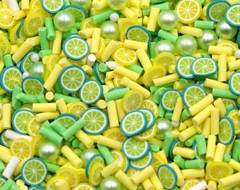 500g Yellow Green Fruit Mix Polymer Clay Confetti Fake Sprinkles Decoden Funfetti Rainbow Jimmies