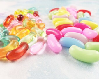 Jelly Bean Hot Dog Translucent Mixed Colours Fake Food Resin Cabochon Decoden Slime Charms Beads Embellishment